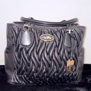 Coach Black Gathered Leather Kitt Carryall